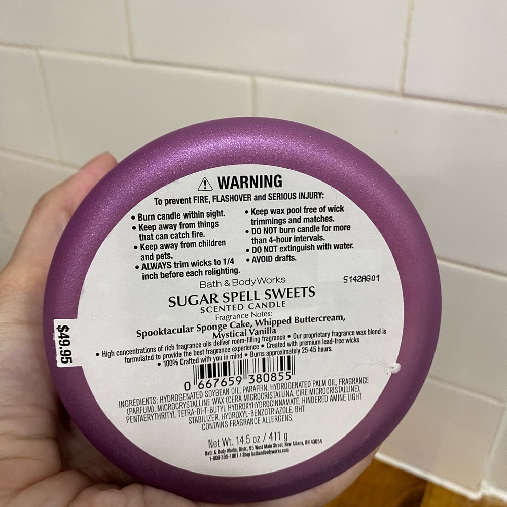 Bath and Body Works Halloween 2025 3 wick candle Sugar Spell Sweets brand new - Picture 4 of 4